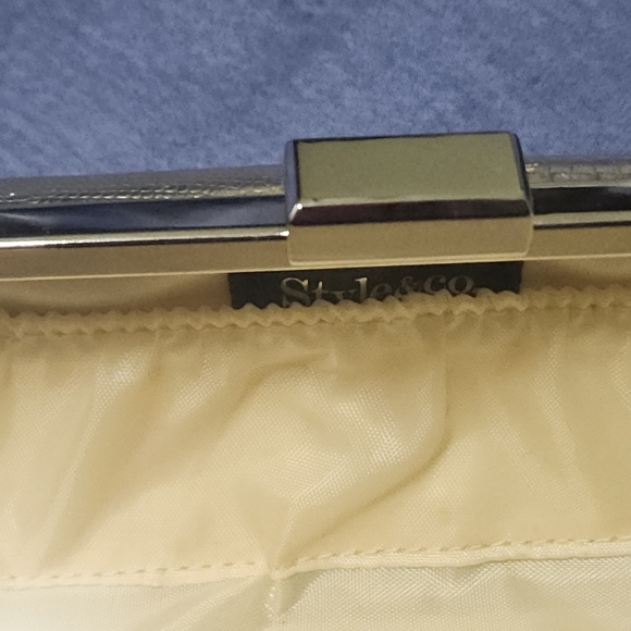 Champagne Textured Clutch with Chain Strap and Boxy Shape. Style& Co - Picture 9 of 9